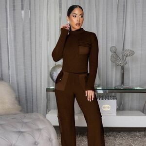 Chic Couture Burch Chocolate Brown Ultra-Luxe Knit Pant Set – Size L – SOLD OUT